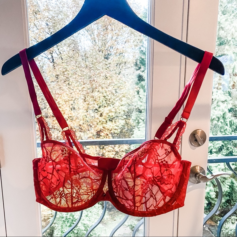 Chantelle Red Lace Bra 38D